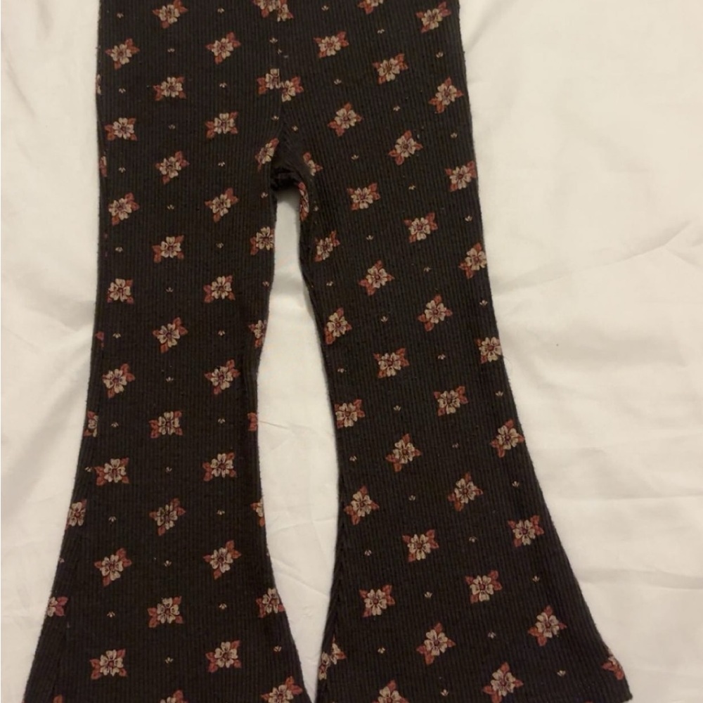 Zara Kids Floral Patterned Leggings - Brown and Pink